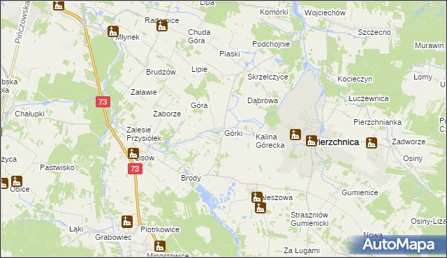 mapa Górki gmina Pierzchnica, Górki gmina Pierzchnica na mapie Targeo