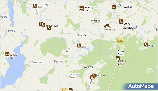 mapa Górki gmina Stary Dzierzgoń, Górki gmina Stary Dzierzgoń na mapie Targeo