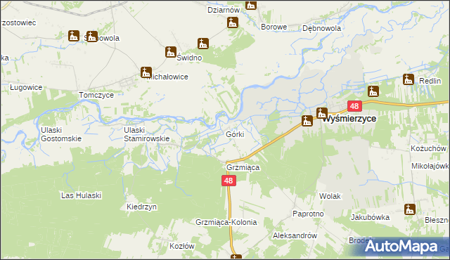 mapa Górki gmina Wyśmierzyce, Górki gmina Wyśmierzyce na mapie Targeo