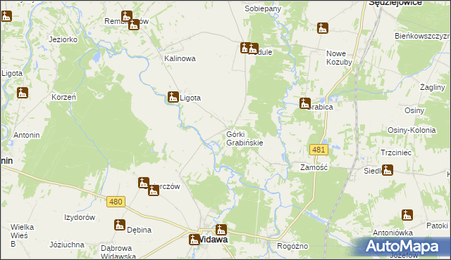 mapa Górki Grabińskie, Górki Grabińskie na mapie Targeo