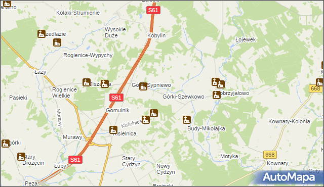mapa Górki-Szewkowo, Górki-Szewkowo na mapie Targeo
