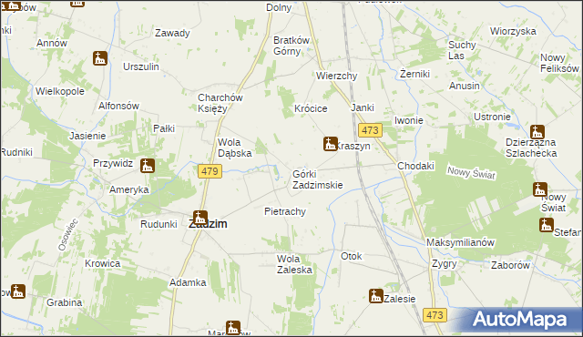 mapa Górki Zadzimskie, Górki Zadzimskie na mapie Targeo