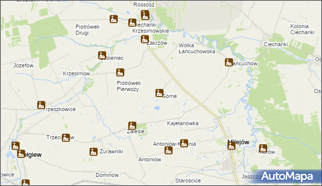 mapa Górne gmina Milejów, Górne gmina Milejów na mapie Targeo