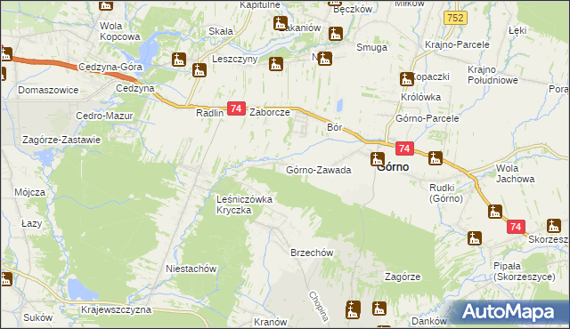 mapa Górno-Zawada, Górno-Zawada na mapie Targeo