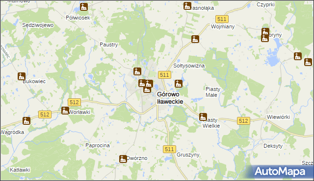 mapa Górowo Iławeckie, Górowo Iławeckie na mapie Targeo