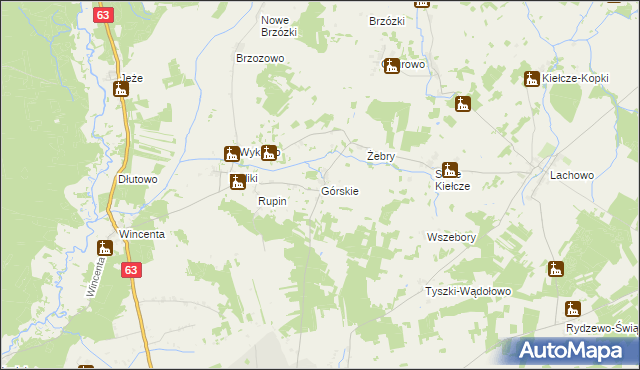 mapa Górskie gmina Kolno, Górskie gmina Kolno na mapie Targeo