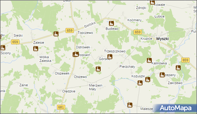 mapa Górskie gmina Wyszki, Górskie gmina Wyszki na mapie Targeo