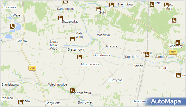 mapa Gortatowice, Gortatowice na mapie Targeo