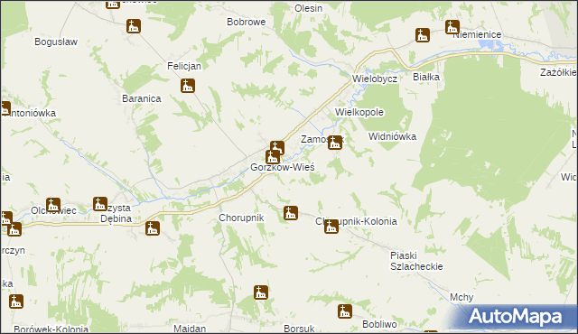 mapa Góry gmina Gorzków, Góry gmina Gorzków na mapie Targeo