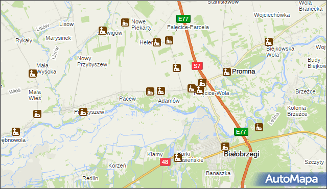 mapa Góry gmina Promna, Góry gmina Promna na mapie Targeo