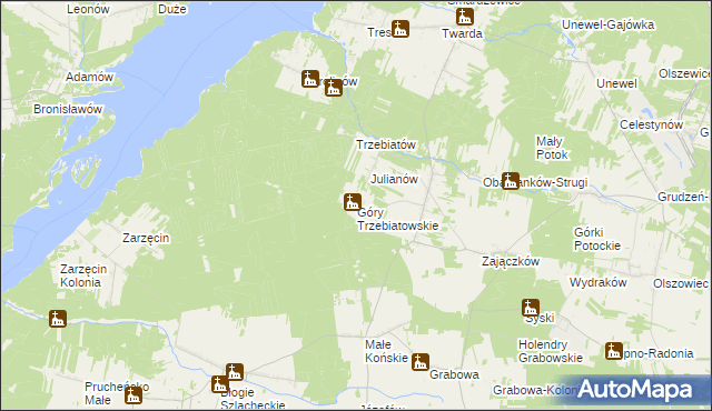 mapa Góry Trzebiatowskie, Góry Trzebiatowskie na mapie Targeo