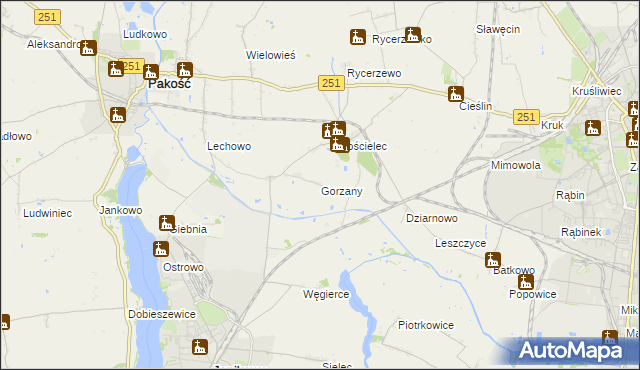 mapa Gorzany, Gorzany na mapie Targeo