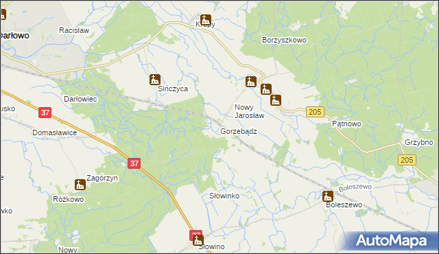 mapa Gorzebądz gmina Darłowo, Gorzebądz gmina Darłowo na mapie Targeo