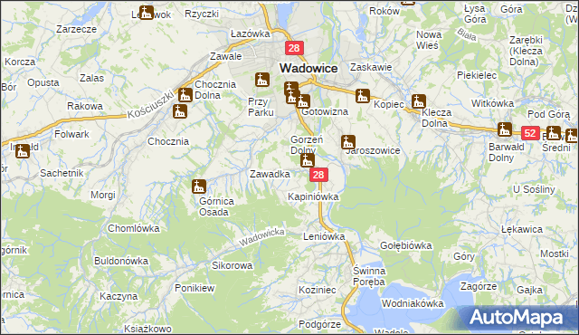 mapa Gorzeń Górny, Gorzeń Górny na mapie Targeo