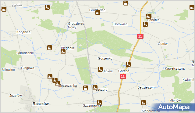 mapa Górzenko, Górzenko na mapie Targeo