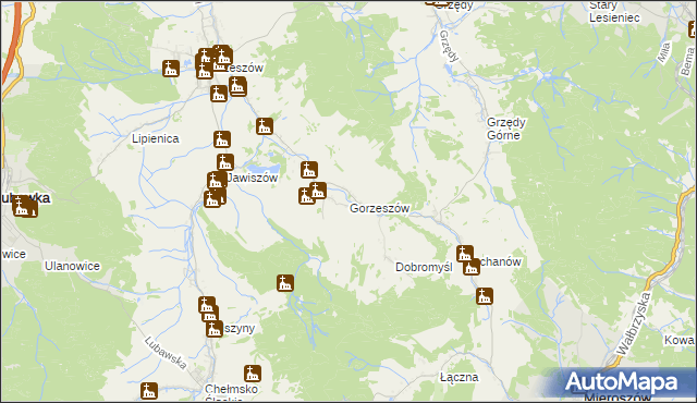mapa Gorzeszów, Gorzeszów na mapie Targeo