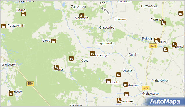 mapa Gorzeszyn, Gorzeszyn na mapie Targeo