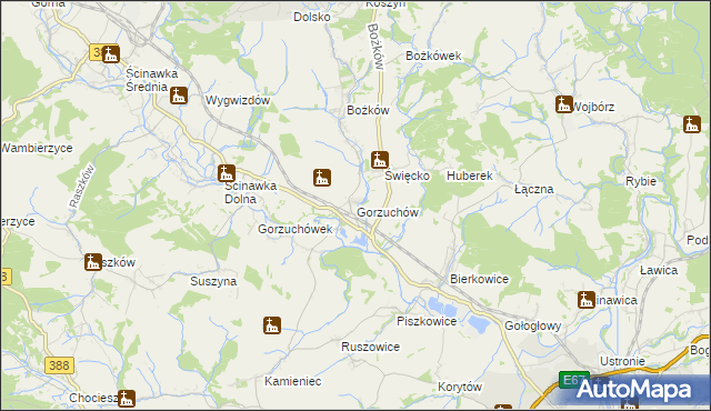 mapa Gorzuchów, Gorzuchów na mapie Targeo