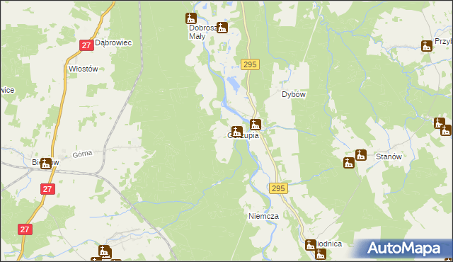 mapa Gorzupia gmina Żagań, Gorzupia gmina Żagań na mapie Targeo