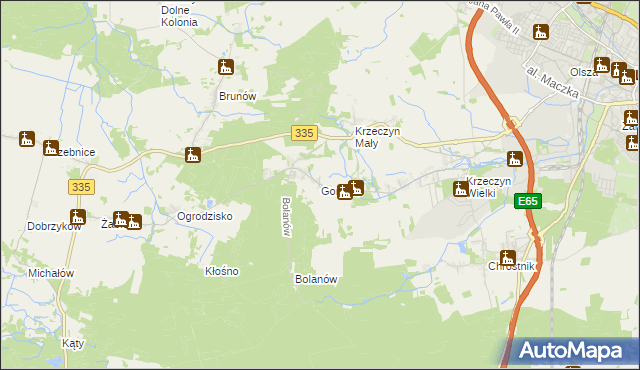 mapa Gorzyca gmina Lubin, Gorzyca gmina Lubin na mapie Targeo