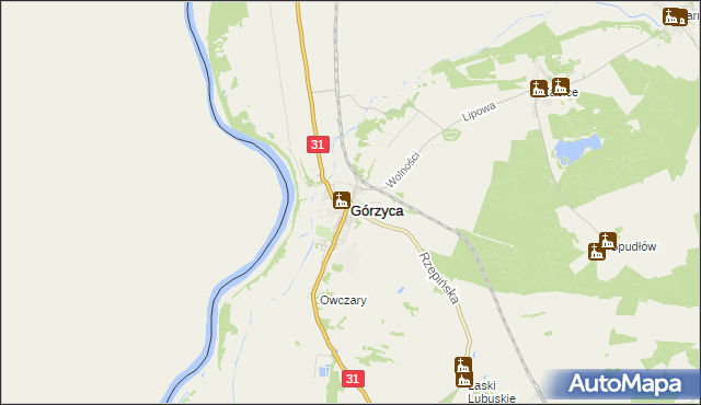 mapa Górzyca powiat słubicki, Górzyca powiat słubicki na mapie Targeo