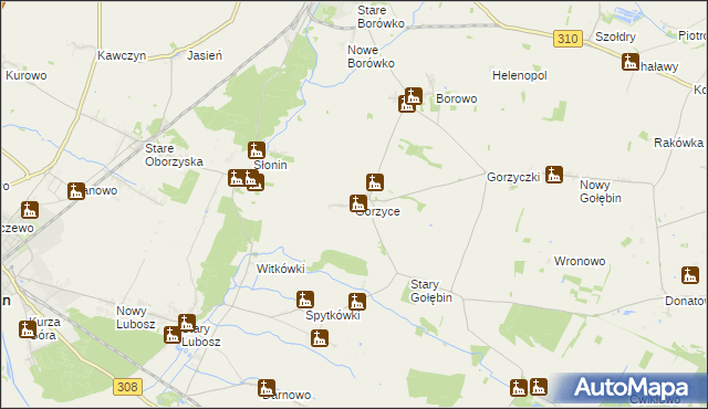 mapa Gorzyce gmina Czempiń, Gorzyce gmina Czempiń na mapie Targeo