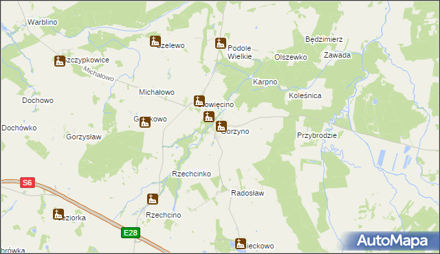 mapa Gorzyno, Gorzyno na mapie Targeo