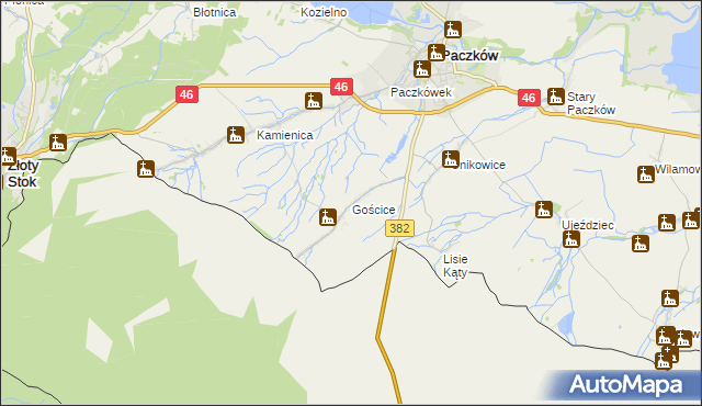 mapa Gościce, Gościce na mapie Targeo