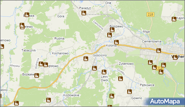 mapa Gościcino, Gościcino na mapie Targeo