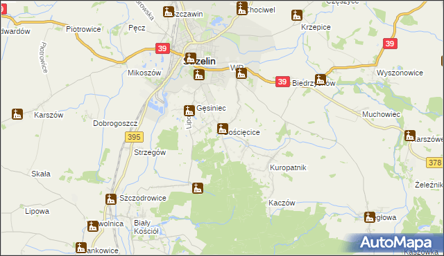 mapa Gościęcice, Gościęcice na mapie Targeo