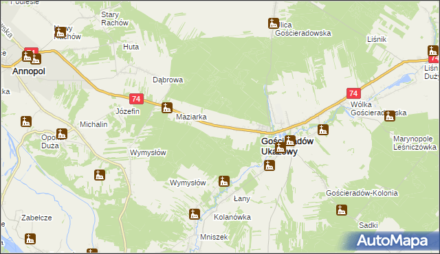 mapa Gościeradów-Folwark, Gościeradów-Folwark na mapie Targeo