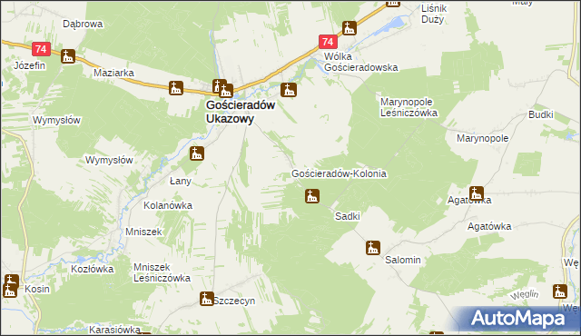 mapa Gościeradów-Kolonia, Gościeradów-Kolonia na mapie Targeo