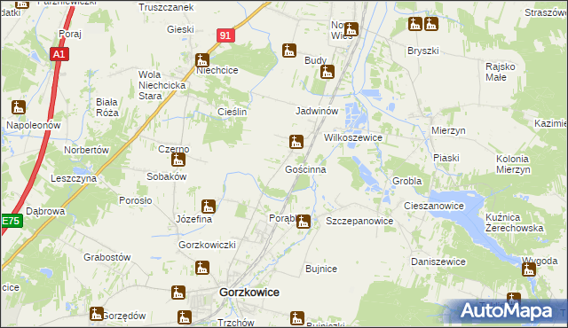 mapa Gościnna, Gościnna na mapie Targeo