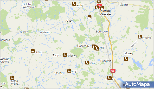 mapa Gościrady, Gościrady na mapie Targeo