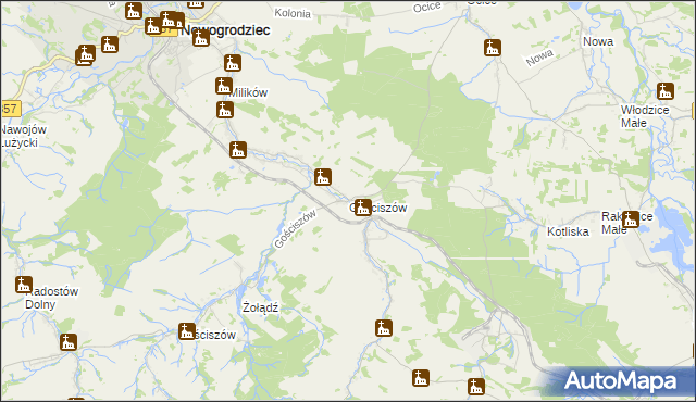 mapa Gościszów, Gościszów na mapie Targeo