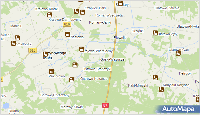 mapa Goski-Wąsosze, Goski-Wąsosze na mapie Targeo