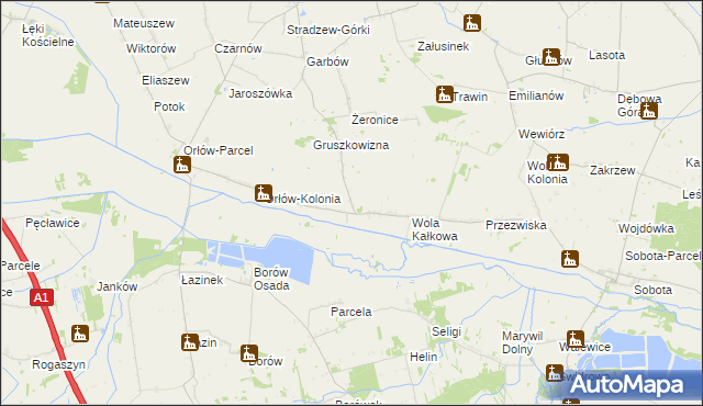 mapa Gosławice gmina Bedlno, Gosławice gmina Bedlno na mapie Targeo