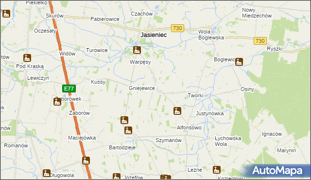 mapa Gośniewice gmina Jasieniec, Gośniewice gmina Jasieniec na mapie Targeo