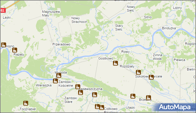 mapa Gostkowo gmina Obryte, Gostkowo gmina Obryte na mapie Targeo