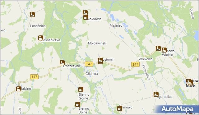 mapa Gostomin gmina Radowo Małe, Gostomin gmina Radowo Małe na mapie Targeo