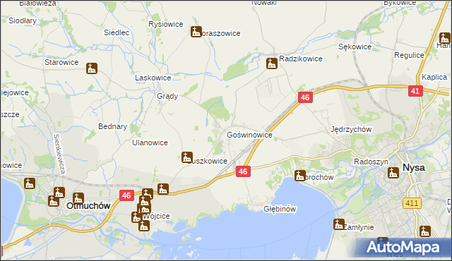 mapa Goświnowice, Goświnowice na mapie Targeo