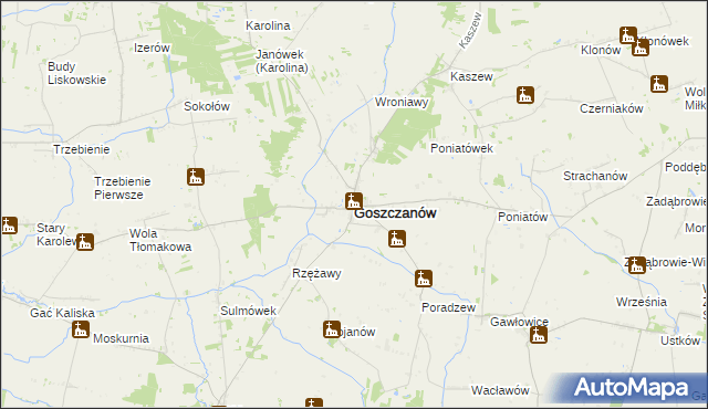 mapa Goszczanów, Goszczanów na mapie Targeo