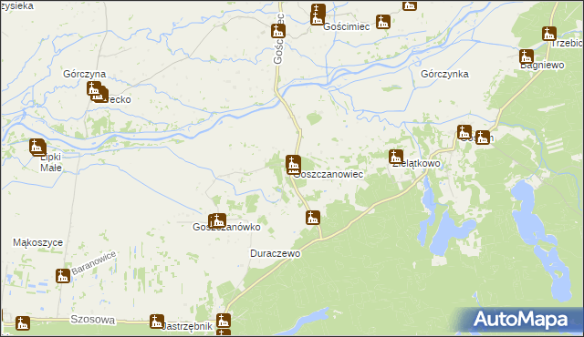 mapa Goszczanowiec, Goszczanowiec na mapie Targeo