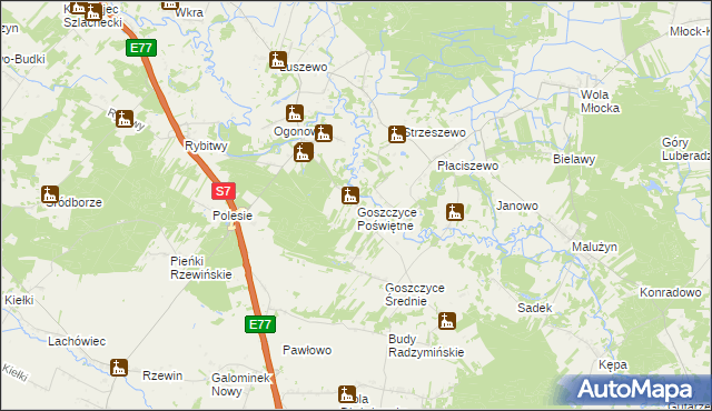 mapa Goszczyce Poświętne, Goszczyce Poświętne na mapie Targeo