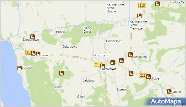 mapa Goszczyno gmina Krokowa, Goszczyno gmina Krokowa na mapie Targeo