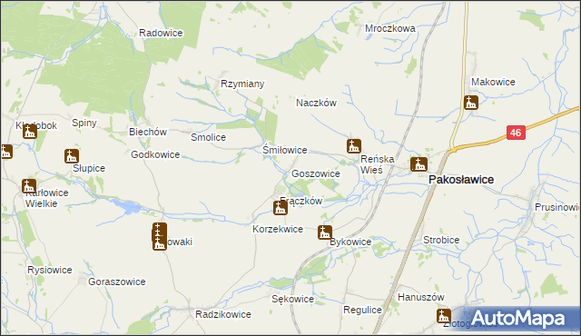 mapa Goszowice, Goszowice na mapie Targeo