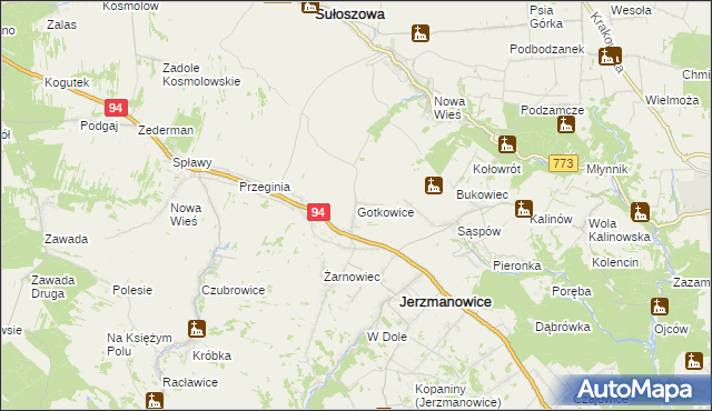 mapa Gotkowice, Gotkowice na mapie Targeo