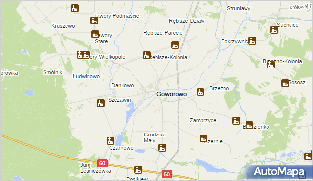 mapa Goworowo powiat ostrołęcki, Goworowo powiat ostrołęcki na mapie Targeo