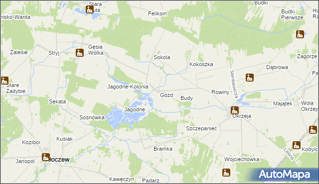 mapa Gózd gmina Kłoczew, Gózd gmina Kłoczew na mapie Targeo