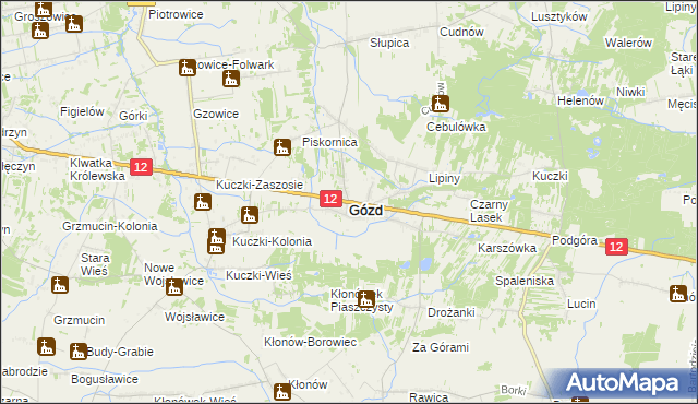 mapa Gózd powiat radomski, Gózd powiat radomski na mapie Targeo